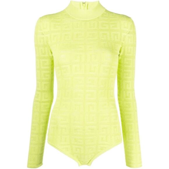 Givenchy 4G Jacquard Mock-Neck Bodysuit Green - XS - Picture 2 of 3